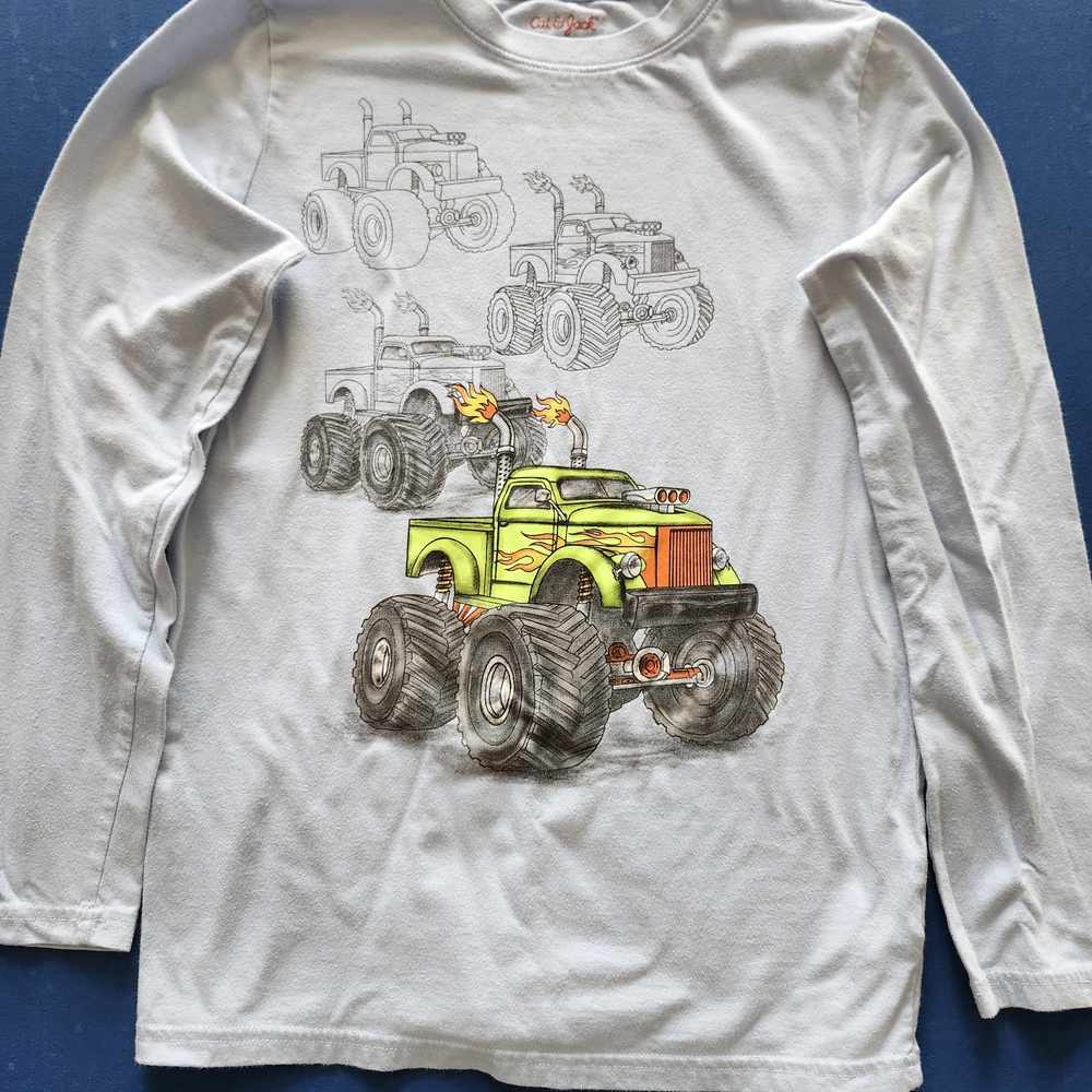 Cat & Jack White Monster Truck Long Sleeve Tee